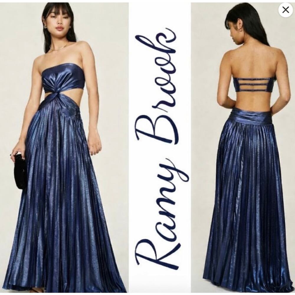 Ramy Brook Midnight Blue Destiny Strapless Gown Sz 8 (as is)
